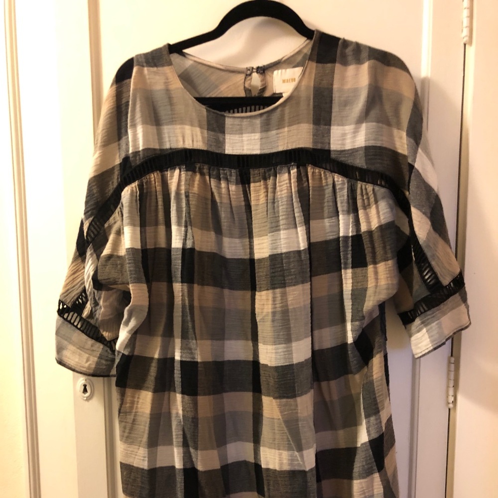 Anthropology plaid dress with pockets